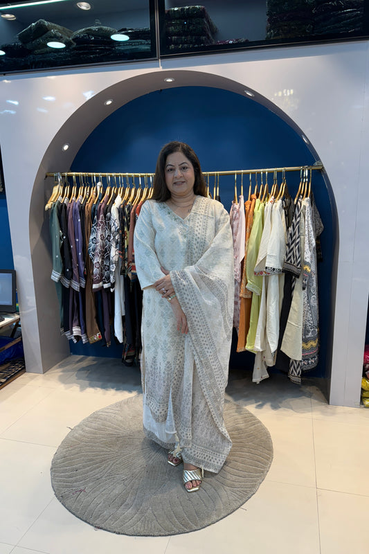 3pc Cotton Suit Paired With Plazzo
