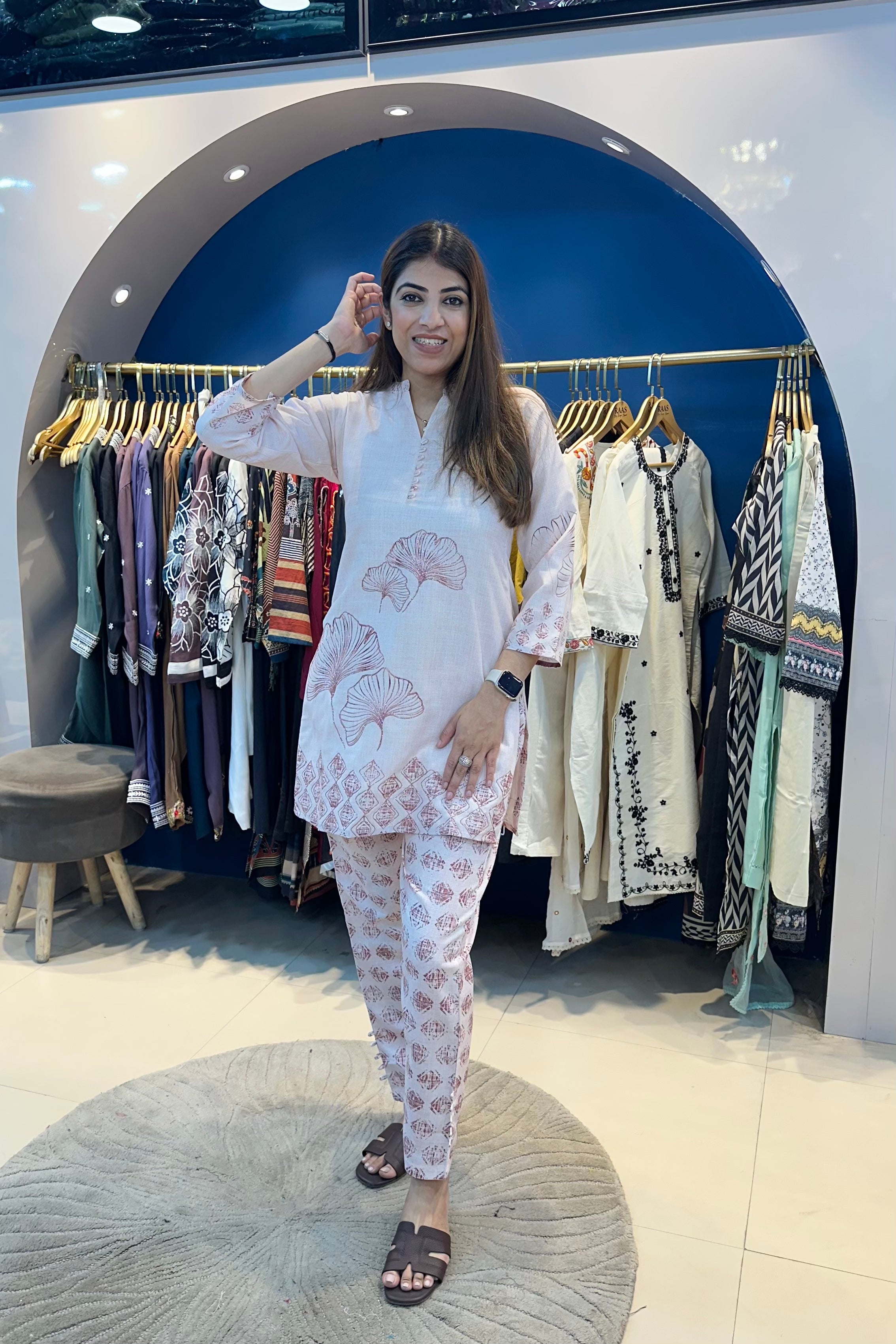 2pc Cotton Co-ord Set With Printed Pants