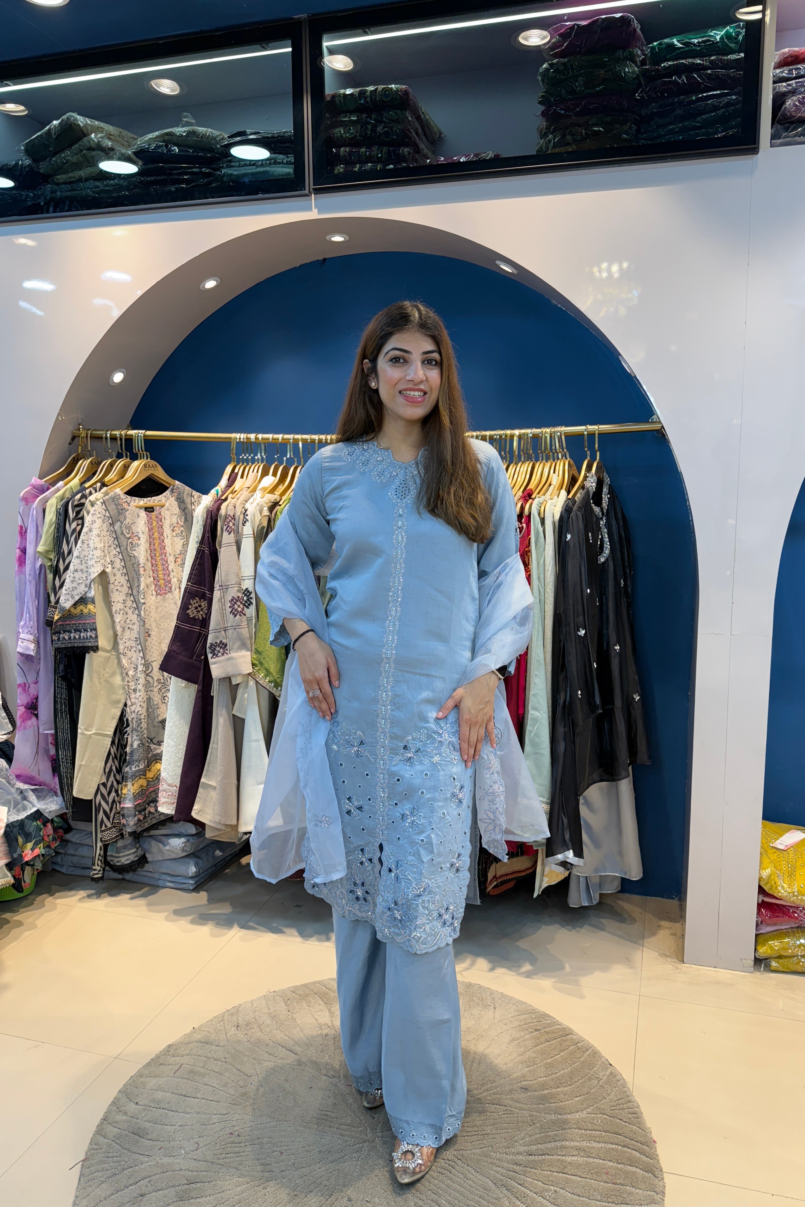 3pc Pakistani Partywear Suit With Organza Dupatta