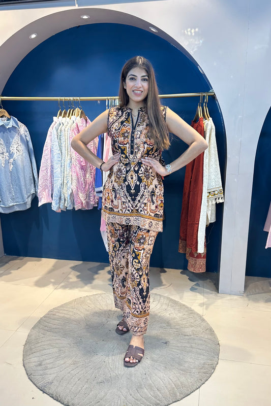 2pc Cotton Sleeveless Co-ord Set