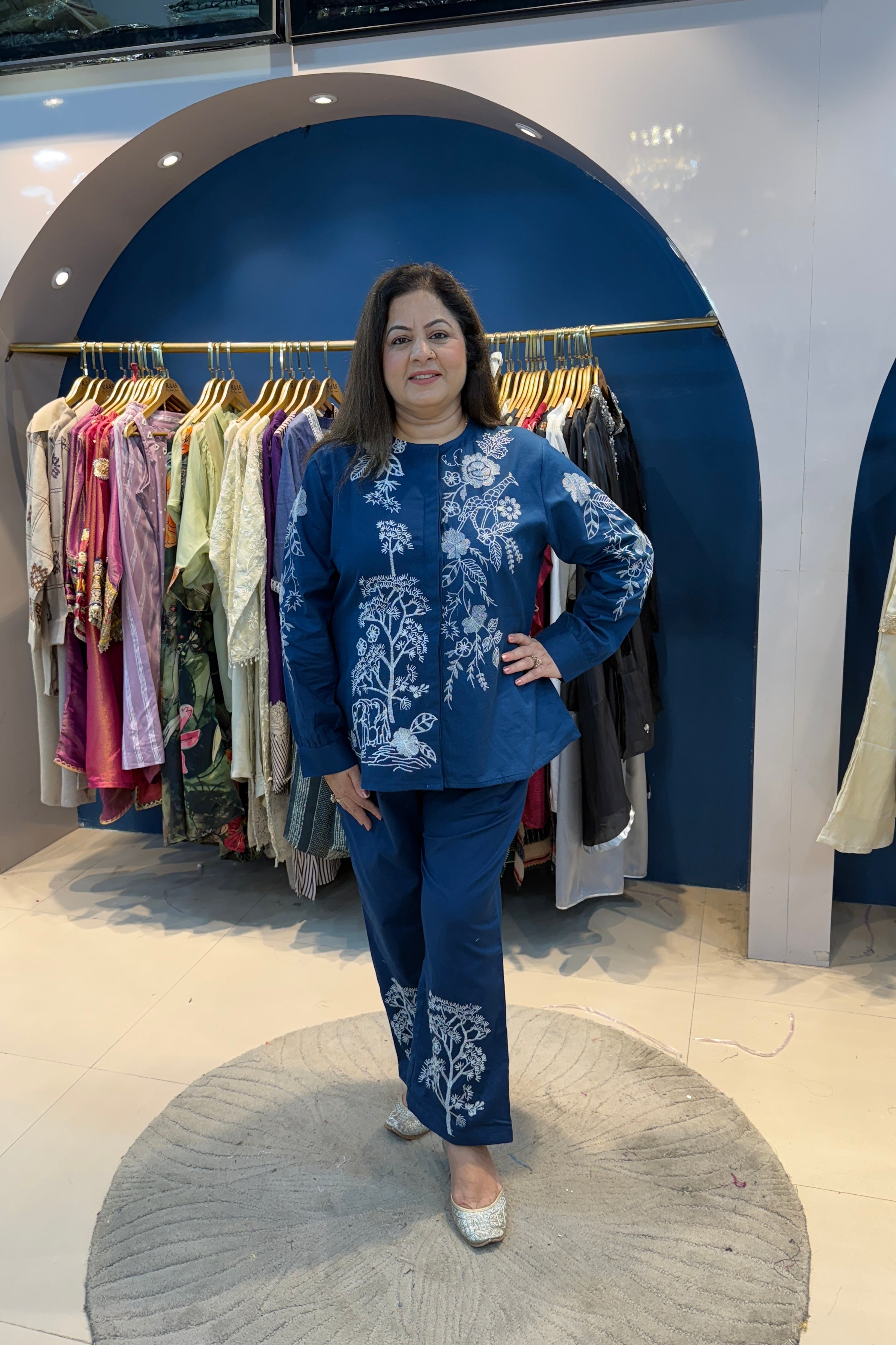 2pc Cotton-Linen Co-ord Set With Embroidery On Shirt And Pant