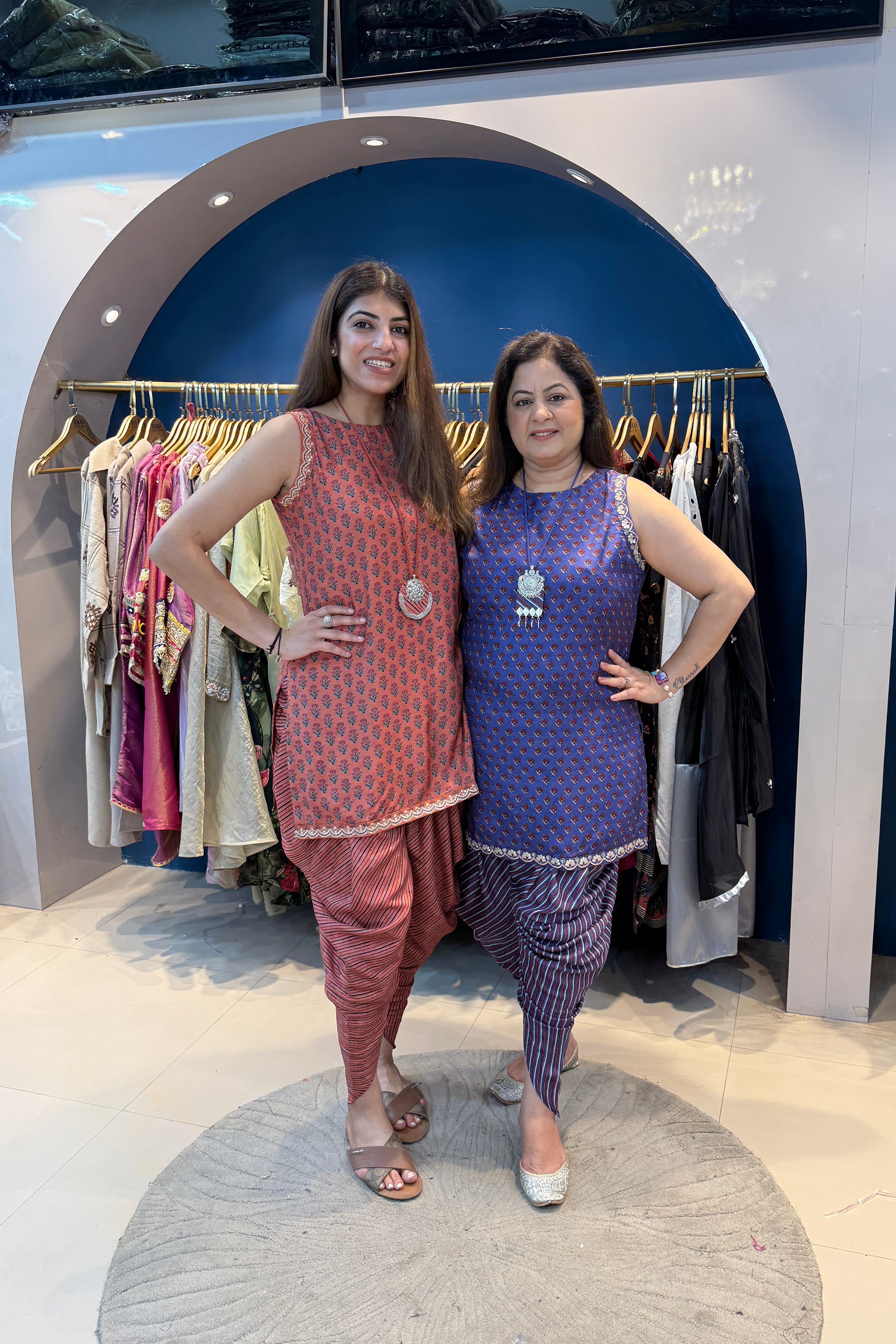2pc Cotton-Muslin Sleeveless Co-ors Set Paired With Dhoti Pants