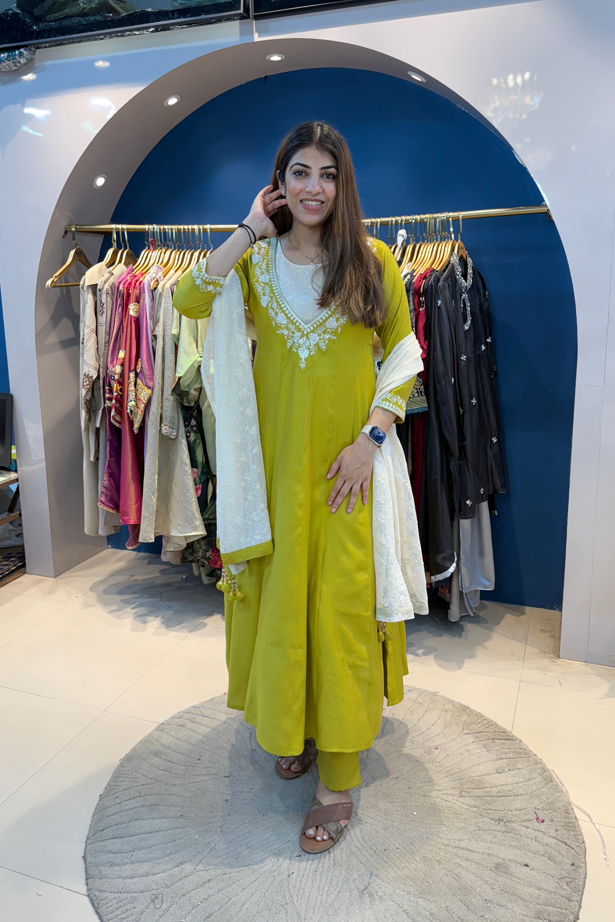 4pc Cotton Long Anarkali Suit With Inner Bust Air