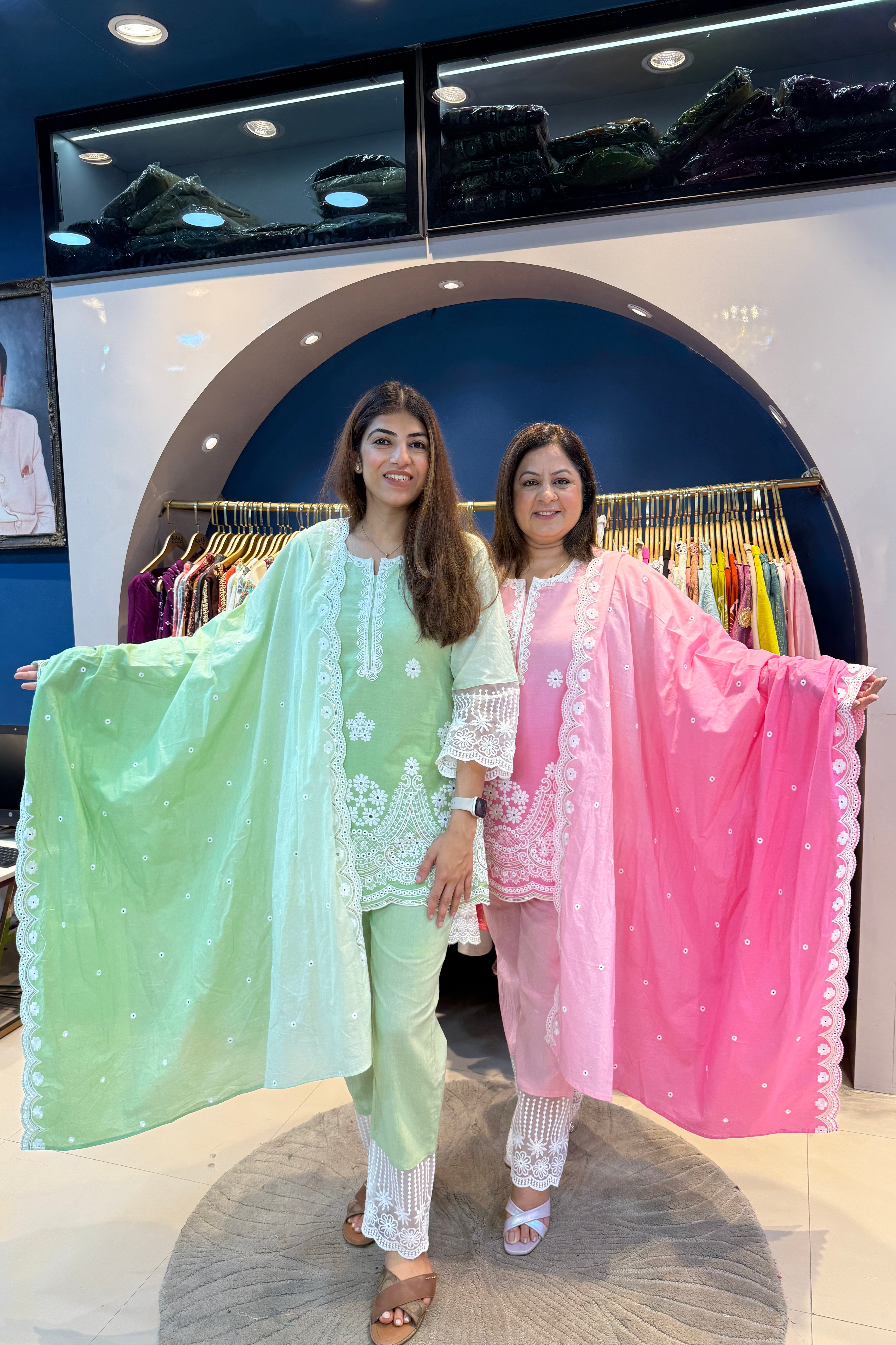 3pc Cotton Ombre Suit With Ombre Dupatta