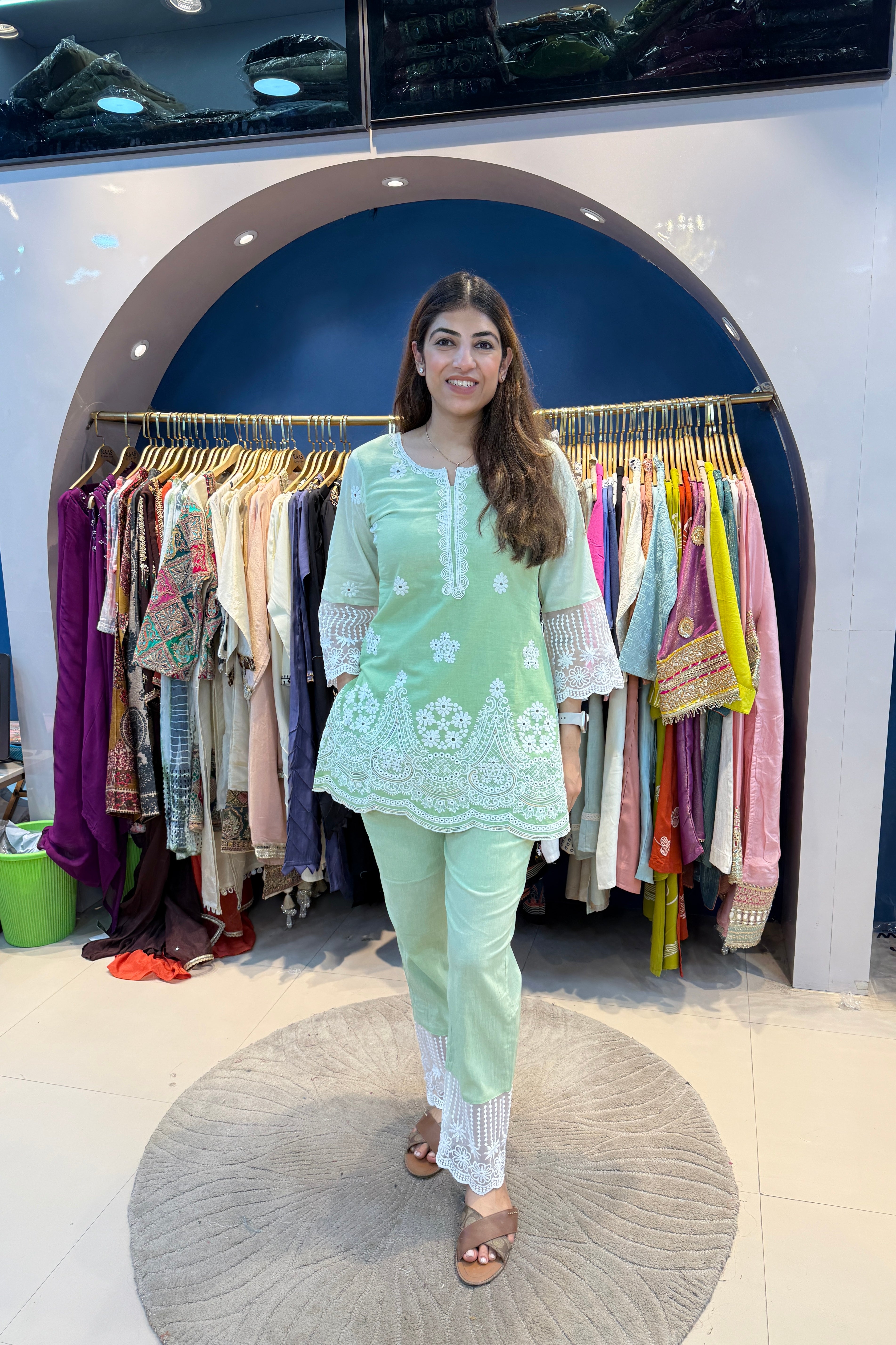 3pc Cotton Ombre Suit With Ombre Dupatta