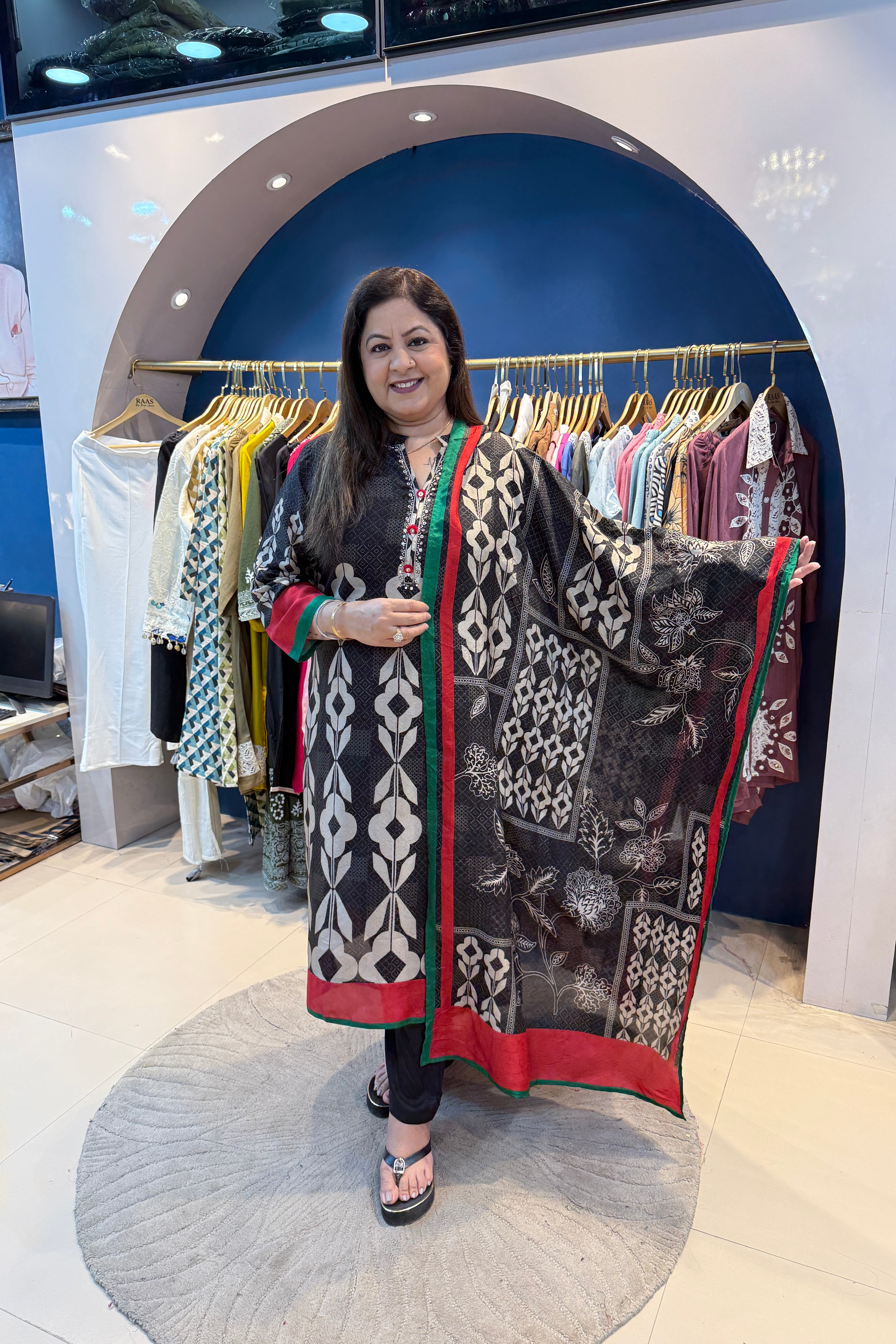 3pc Cotton-Muslin Suit With Printed Dupatta