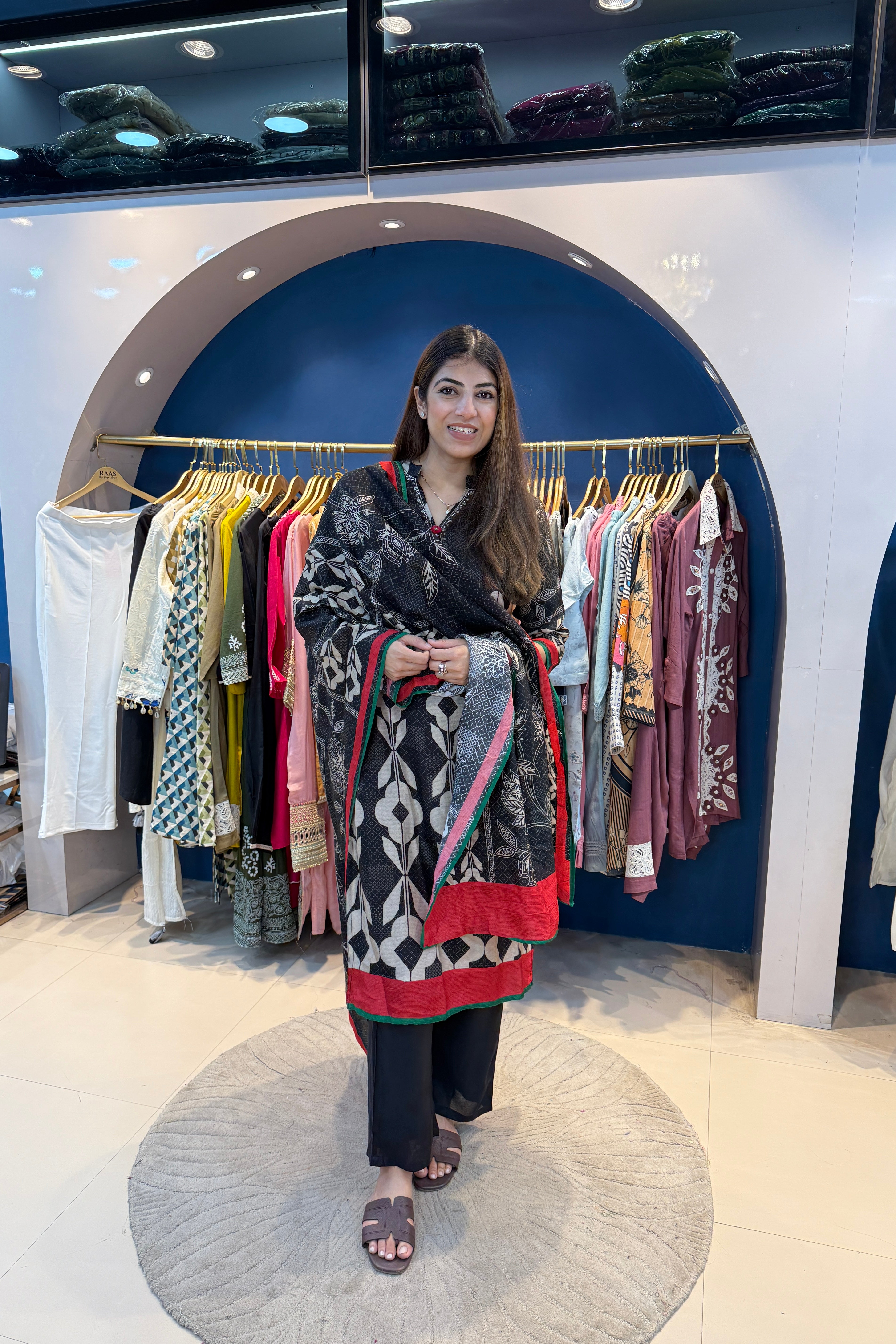 3pc Cotton-Muslin Suit With Printed Dupatta