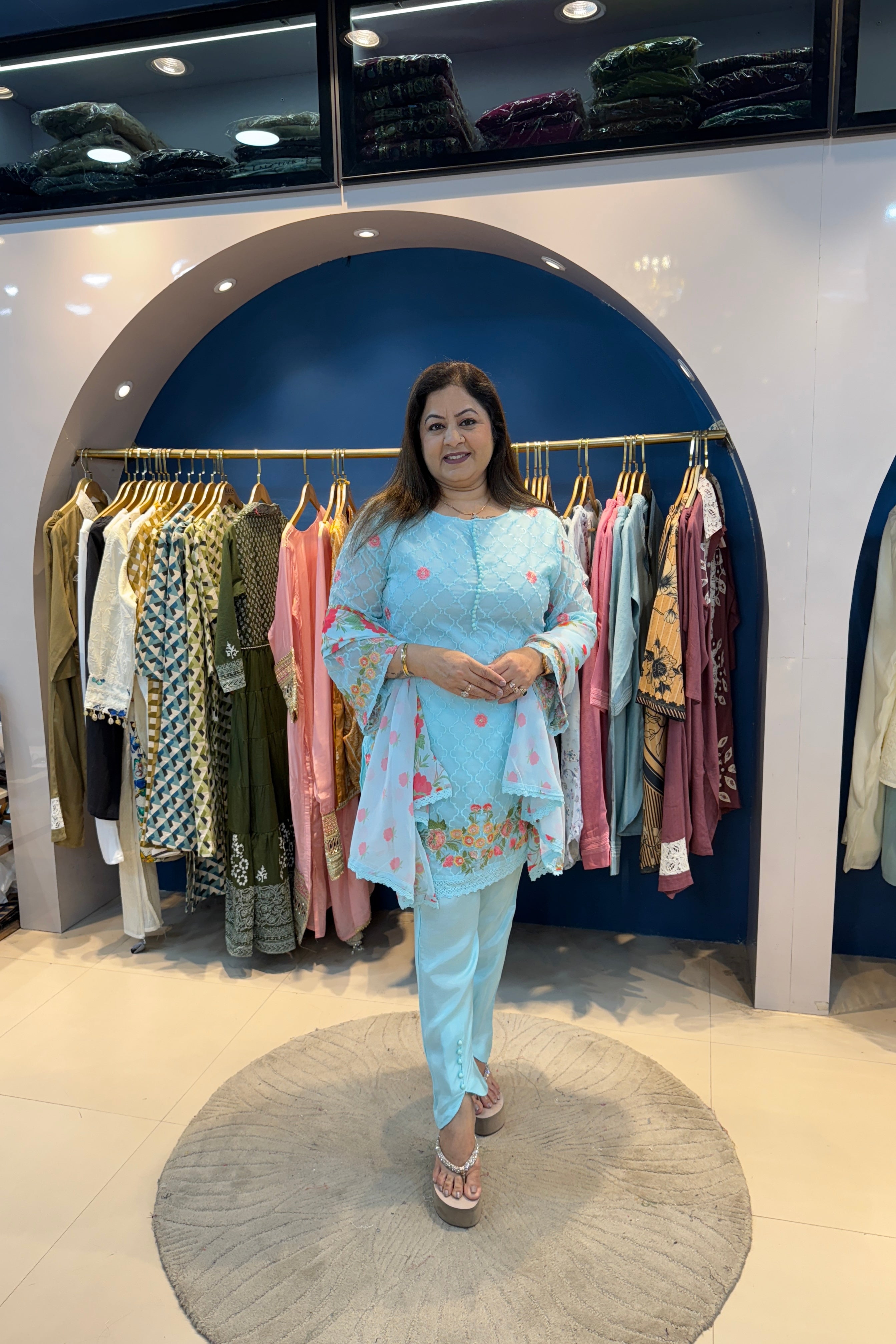 3pc Georgette Suit With Printed Dupatta