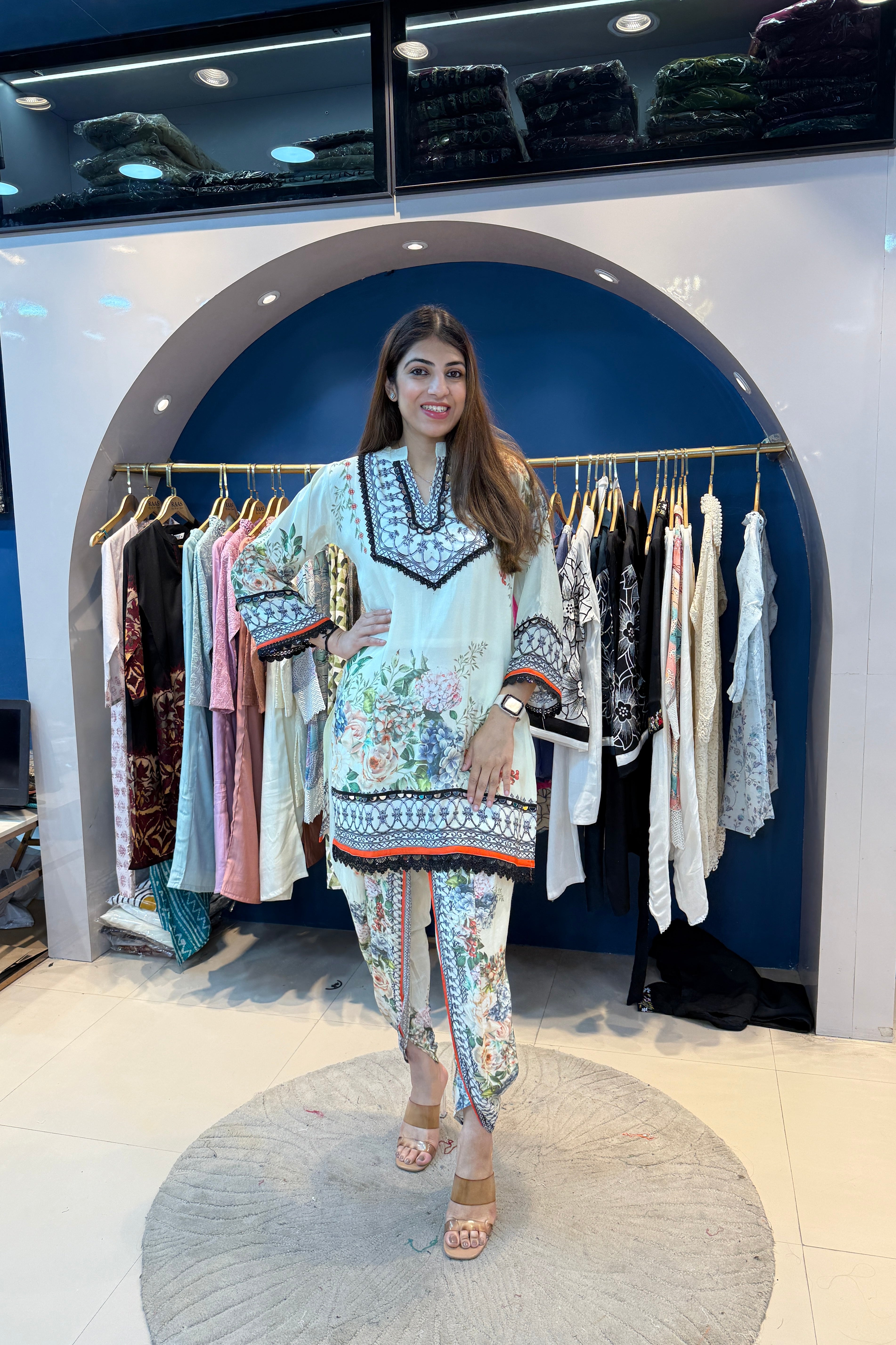2pc Cotton-Muslin Partywear Co-ord Set Paired With Tulip Pants