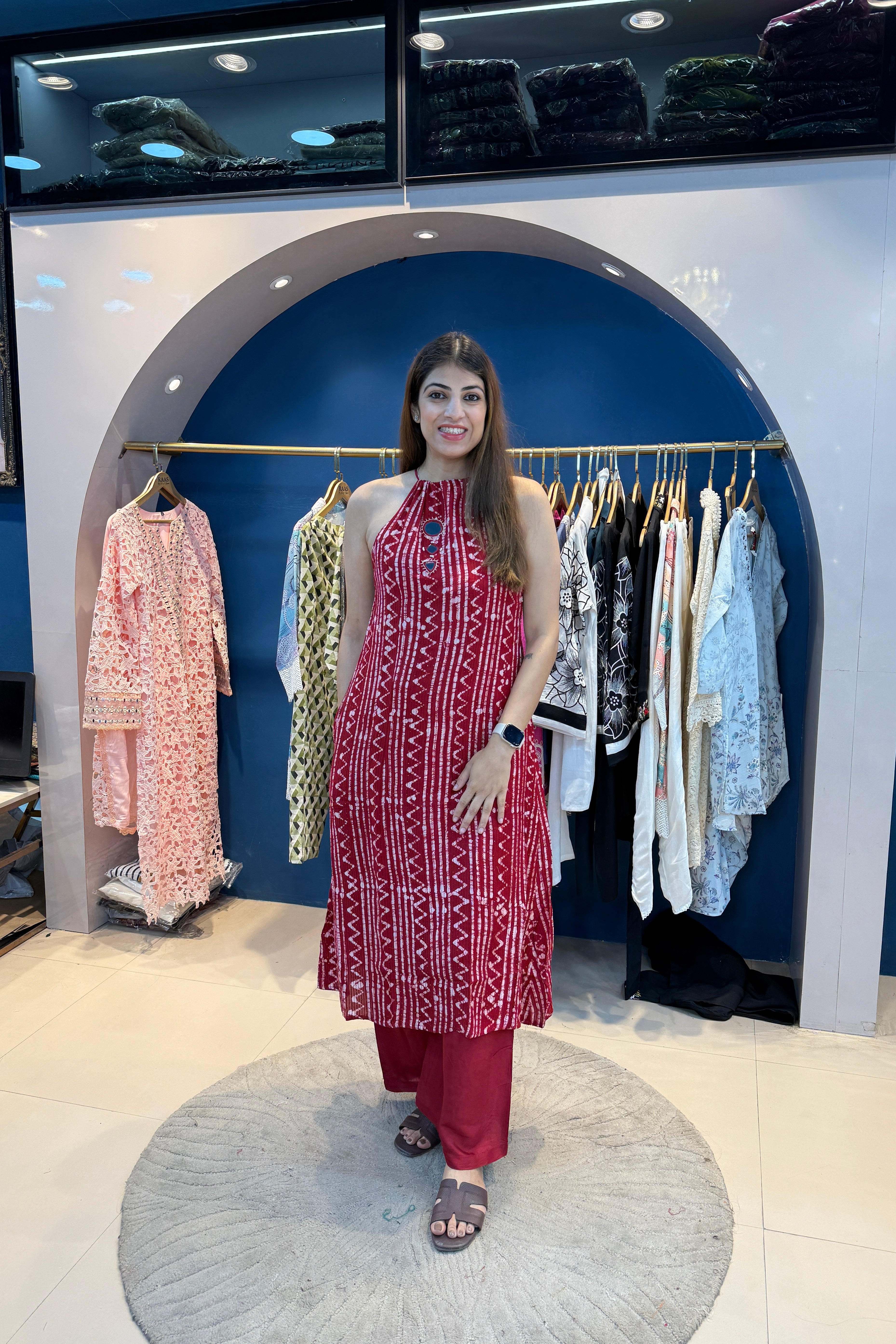 2pc Cotton Bandhej Print Spaghetti Co-ord Set