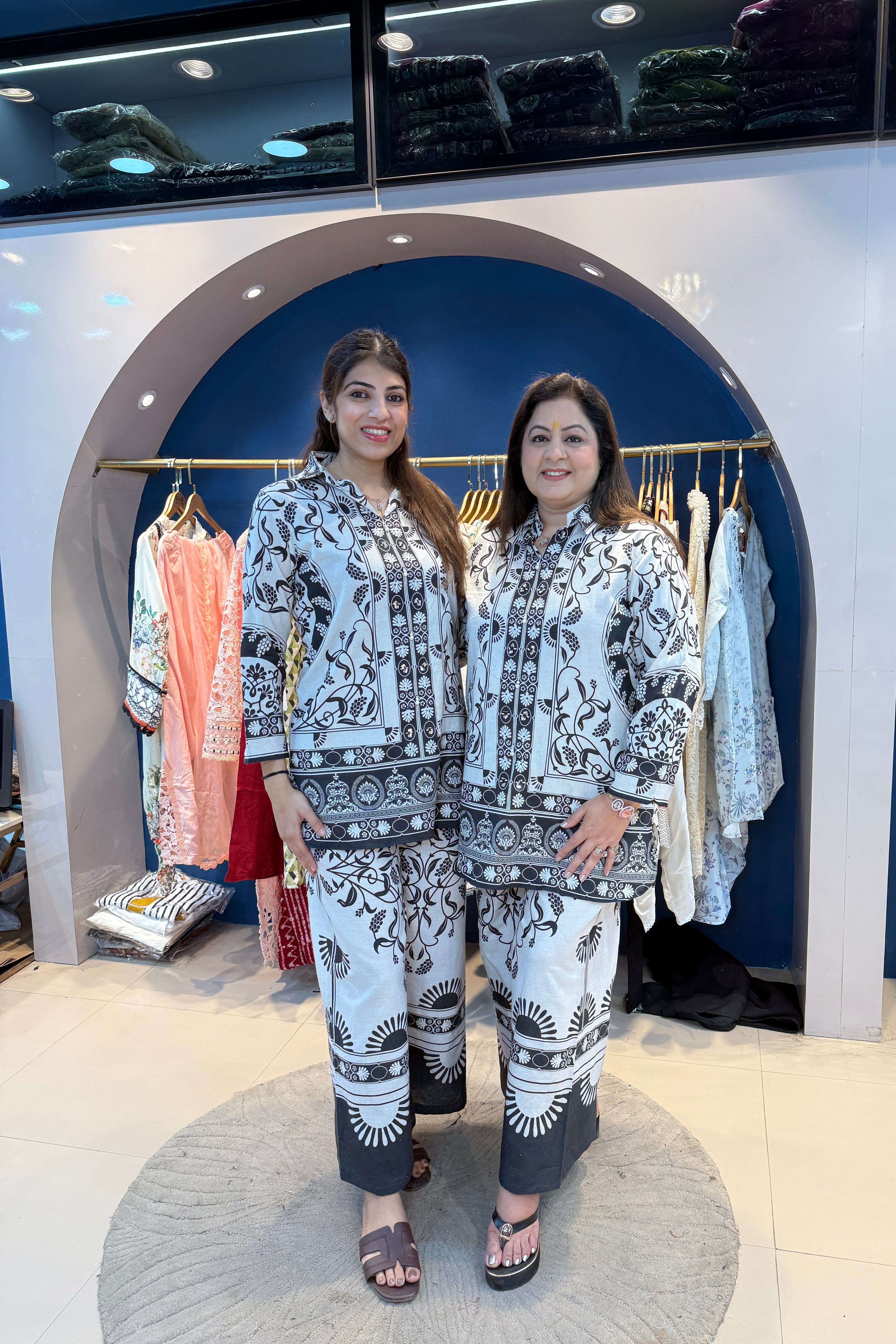 2pc Cotton Printed Co-ord Set Paired With Wide Plazzo