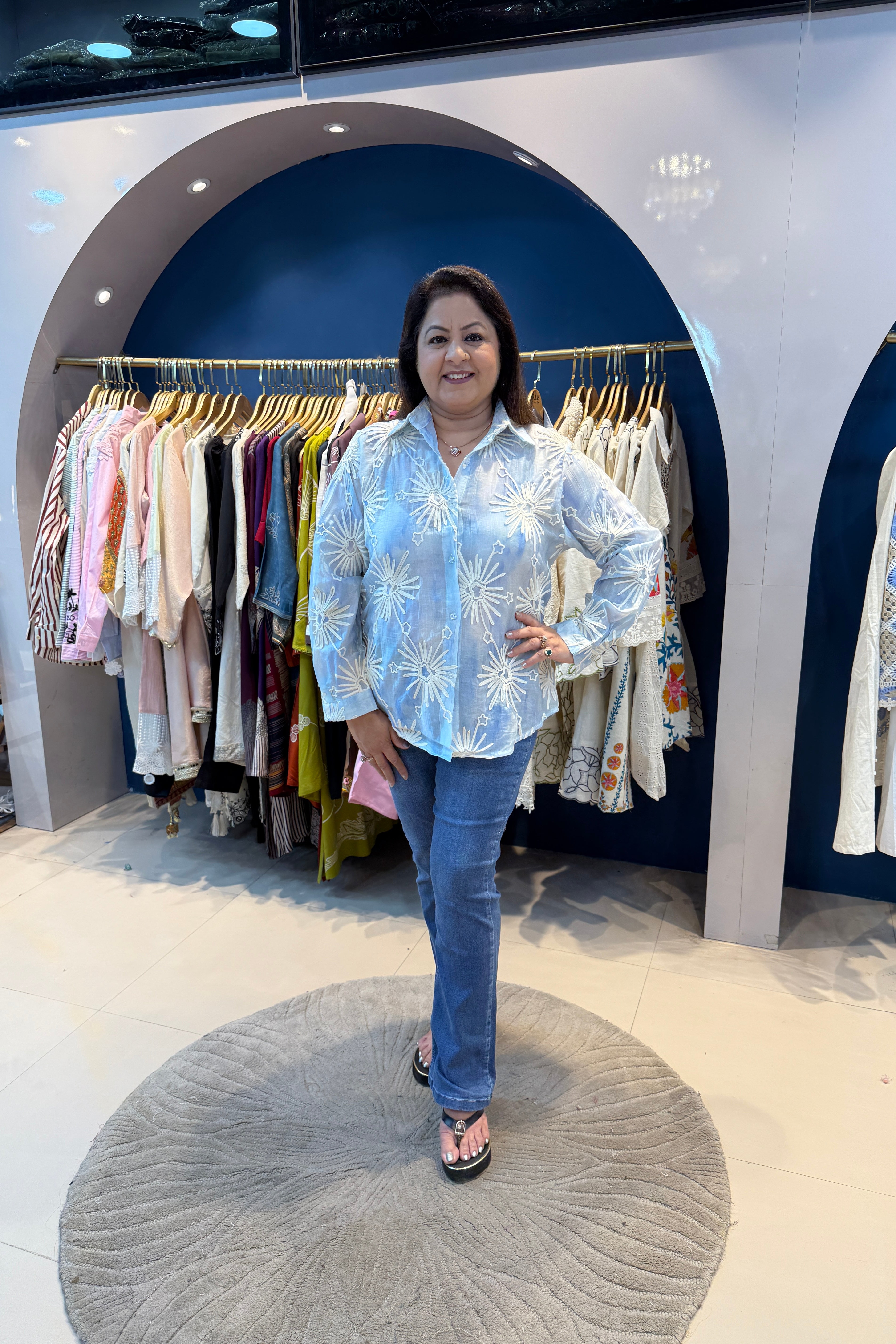 Tie-Dye Embroidered Collar Shirt (Only Shirt)