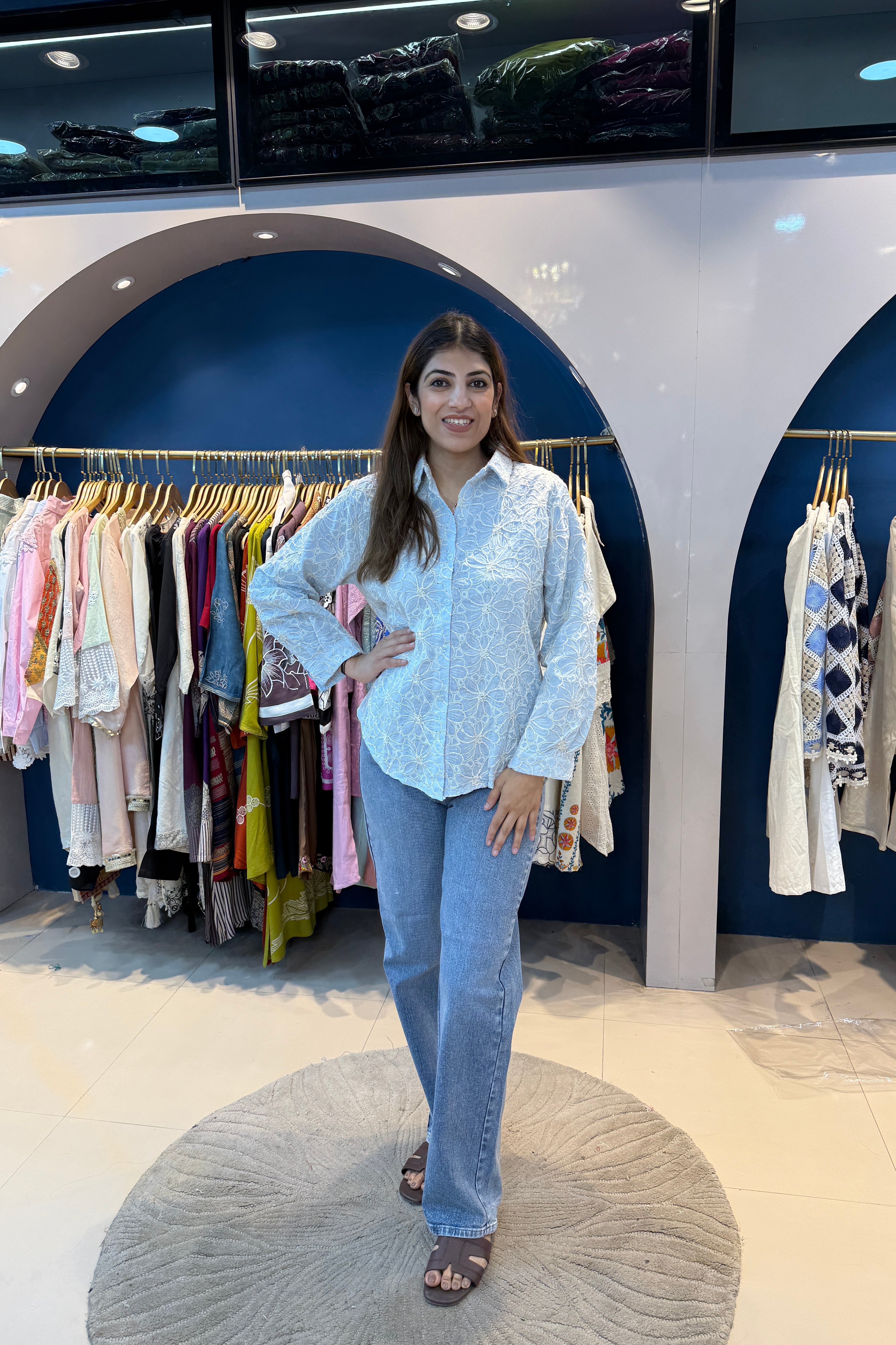 Imported Embroidered Collar Shirt(Only Shirt)