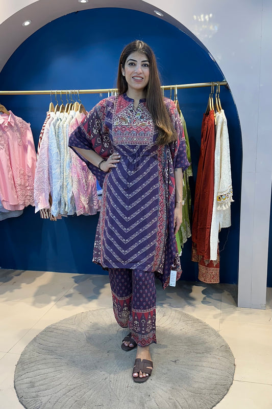 2pc Cotton-Muslin Printed Kaftan Set