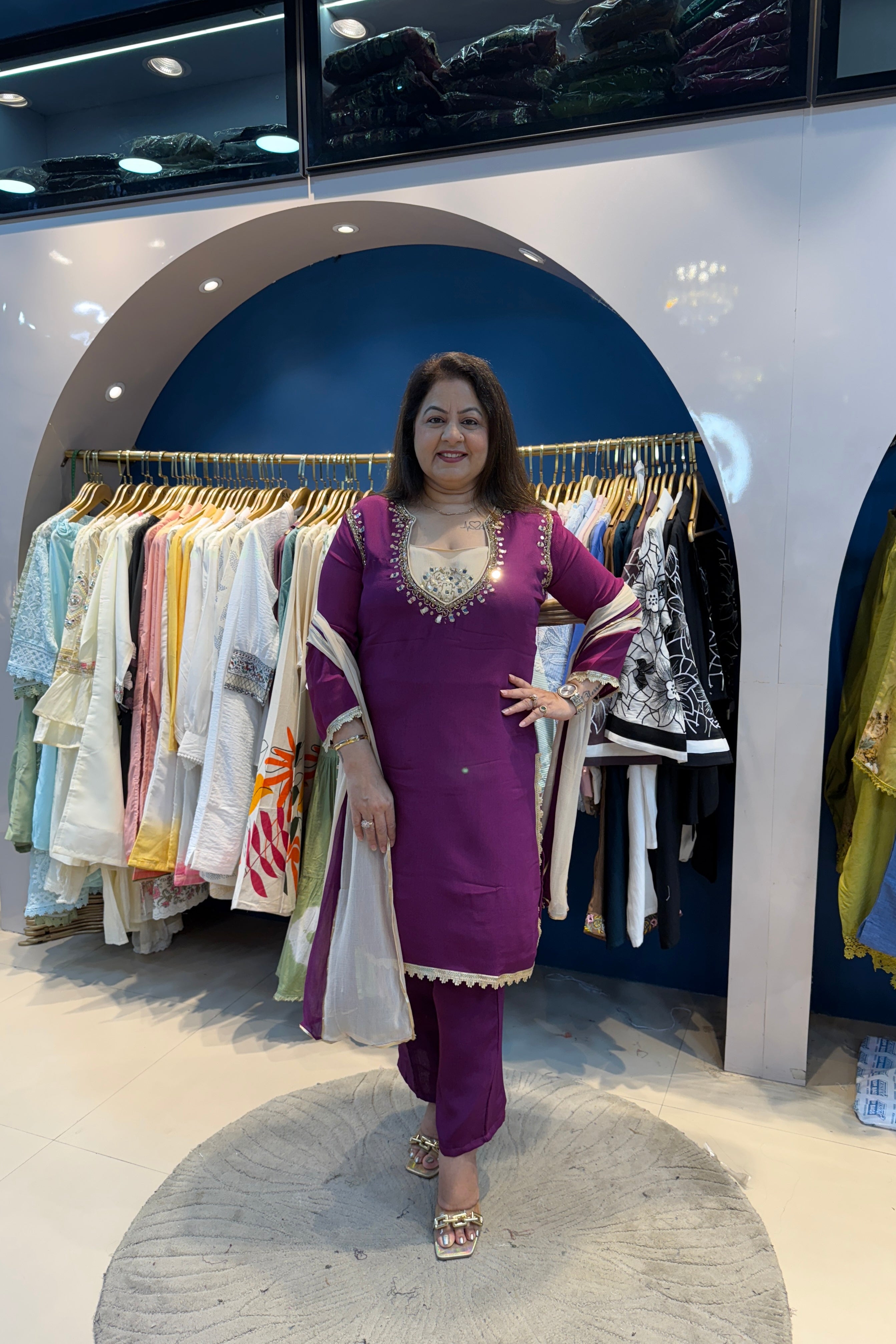 4pc Partywear Chinon Suit With Inner Bust Air