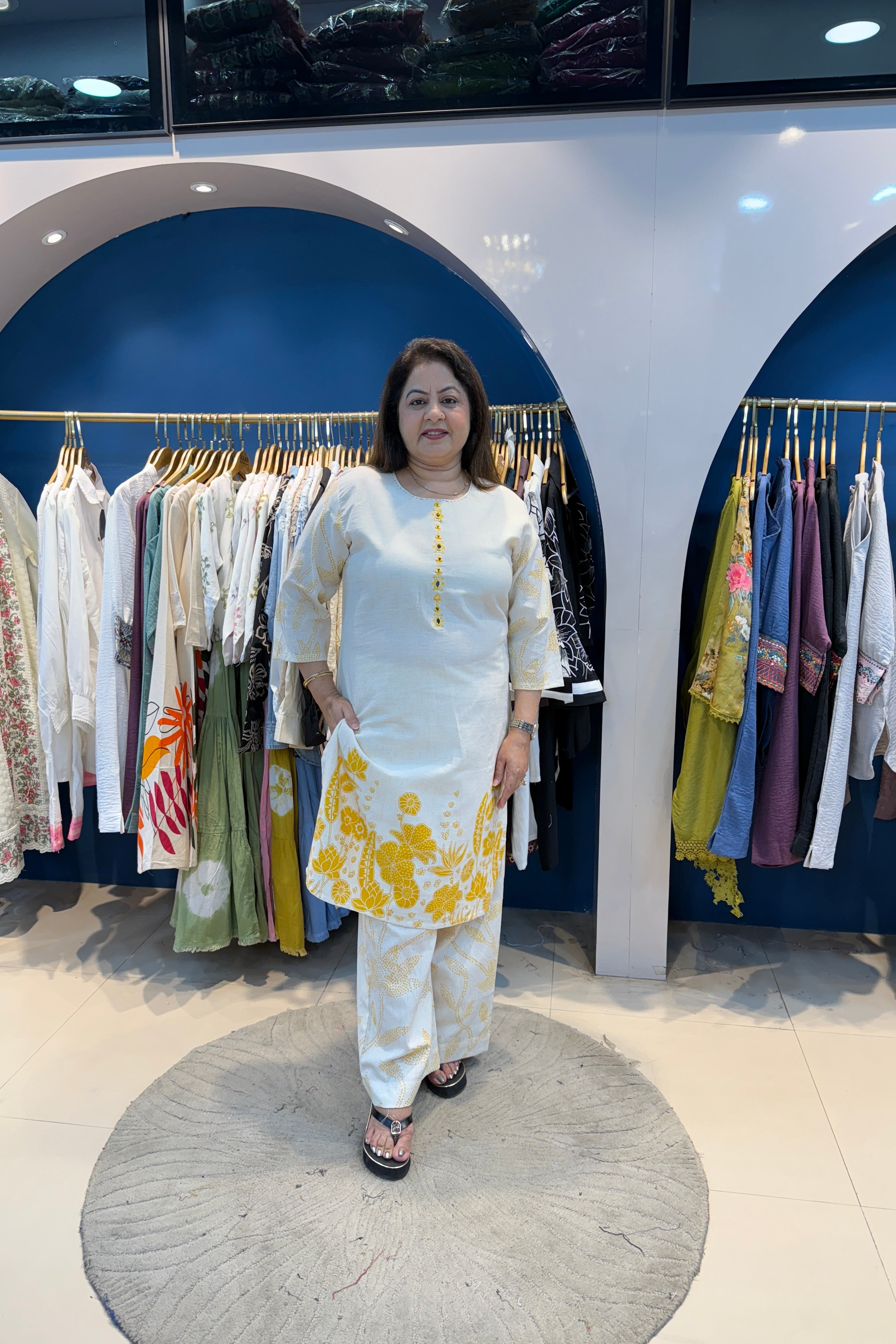 2pc Khadi-Cotton Co-ord Set Paired With Printed Pants