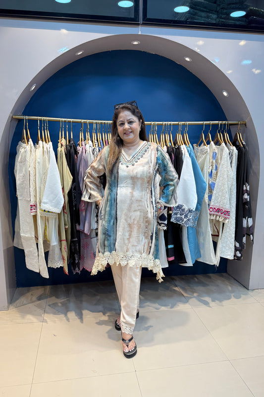 2pc Khadi-Cotton C-Cut Co-ord Set