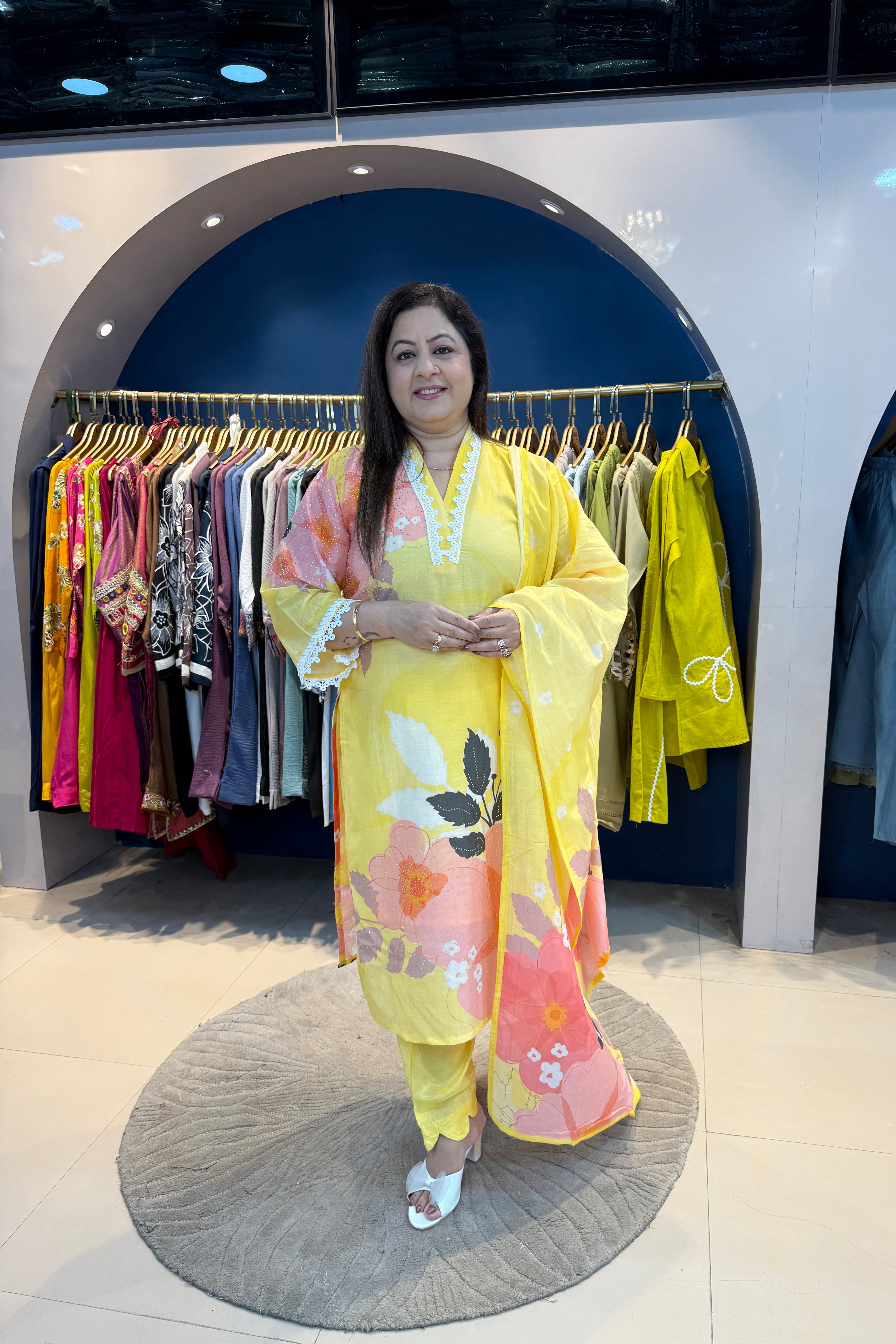 3pc Mull-Cotton Printed Suit With Printed Dupatta