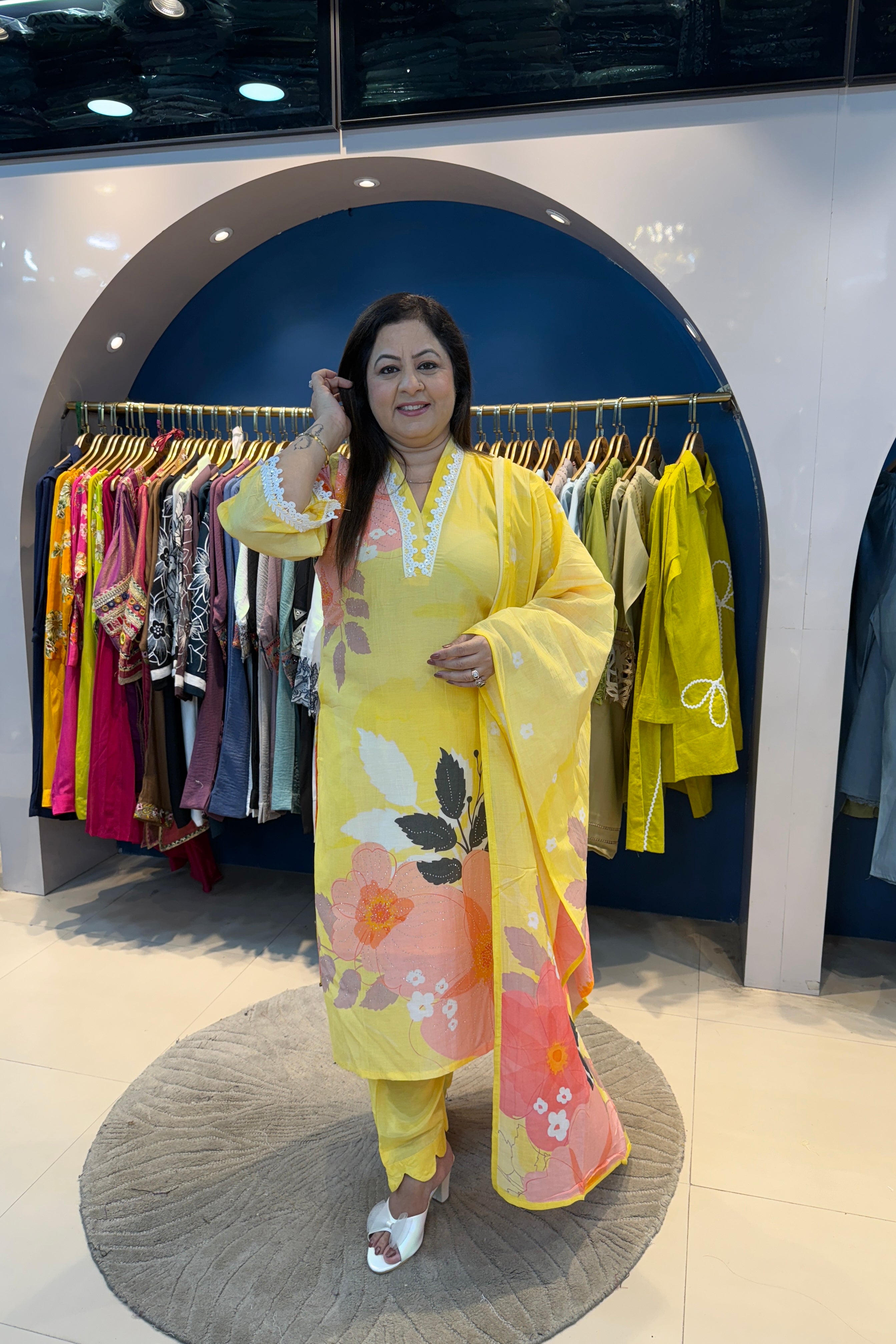 3pc Mull-Cotton Printed Suit With Printed Dupatta