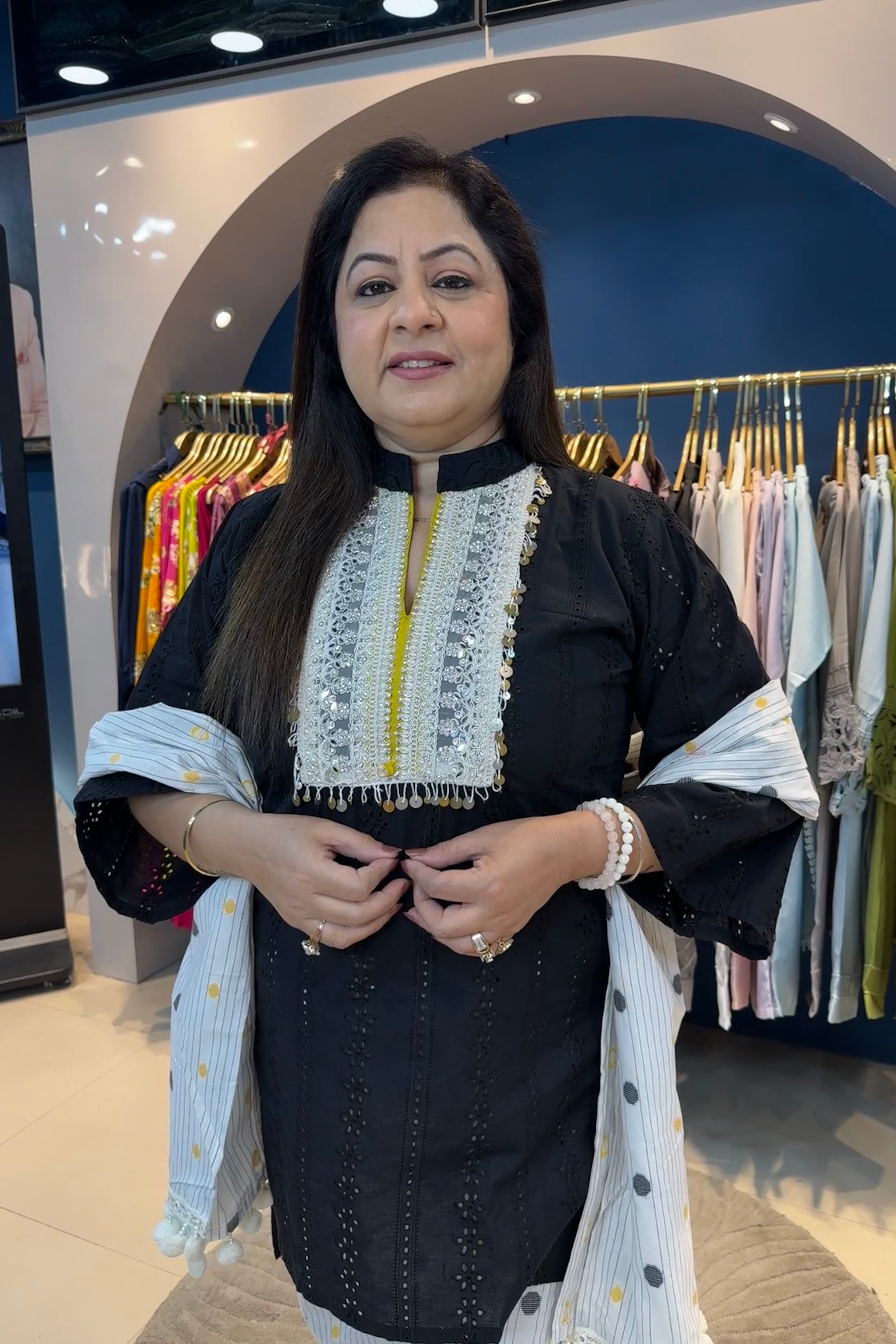 3pc Chikankari Cotton Suitt Paired With Printed Pants