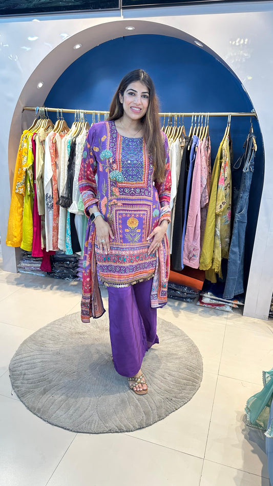 Crepe 3 pc digital suit