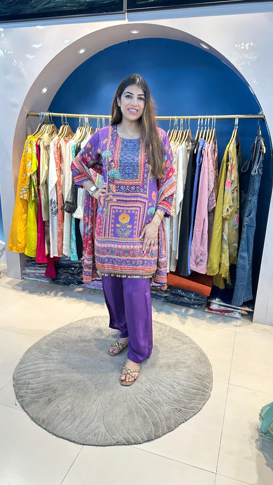 Crepe 3 pc digital suit