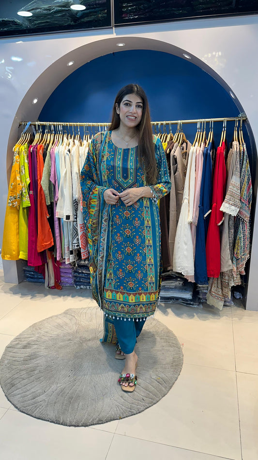 Digital crepe suit with digital dupatta