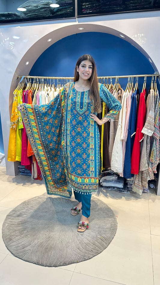 Digital crepe suit with digital dupatta