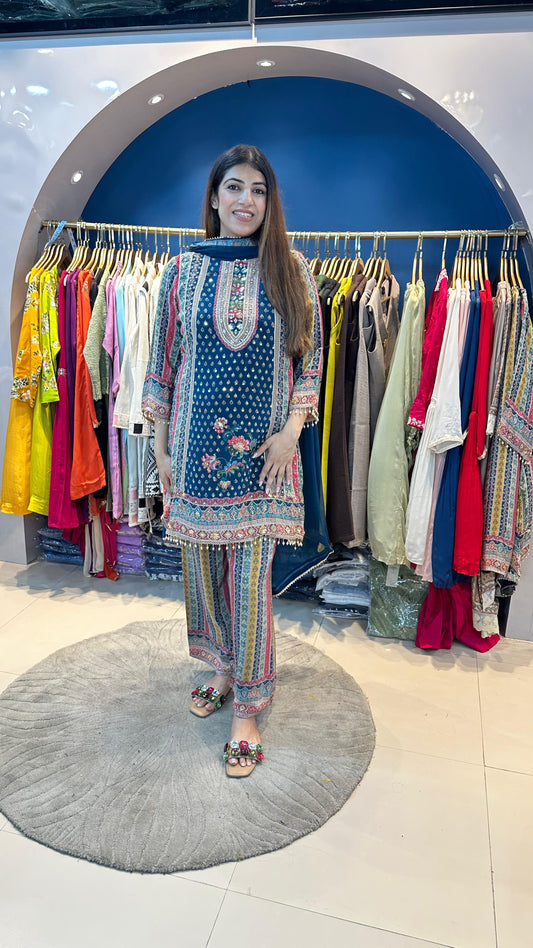Pure crepe digital suit with dupatta