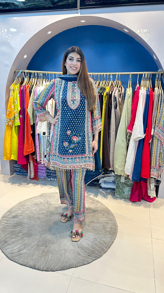 Pure crepe digital suit with dupatta
