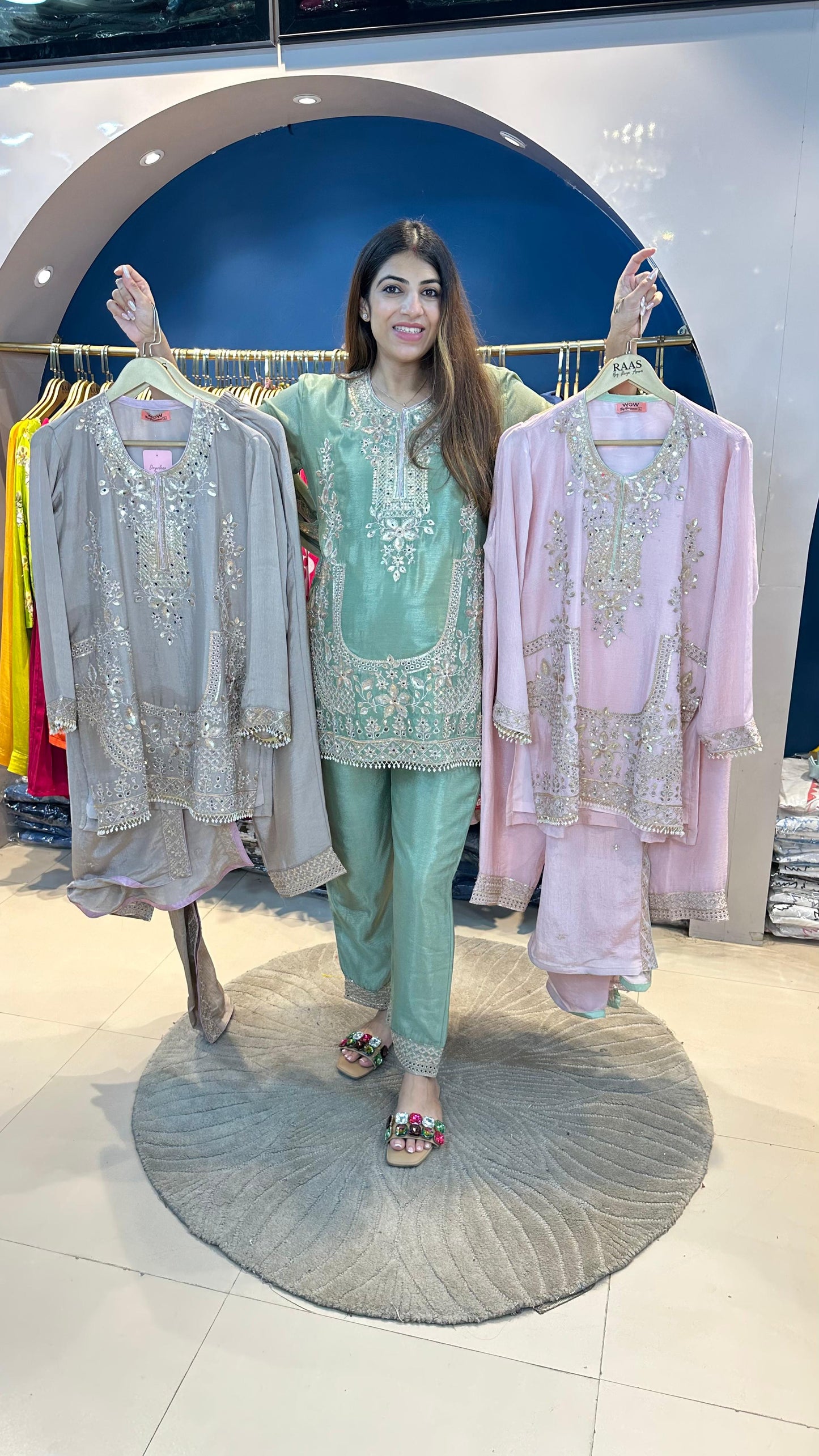 Chinon 3 pc suit with straight pants With dupatta