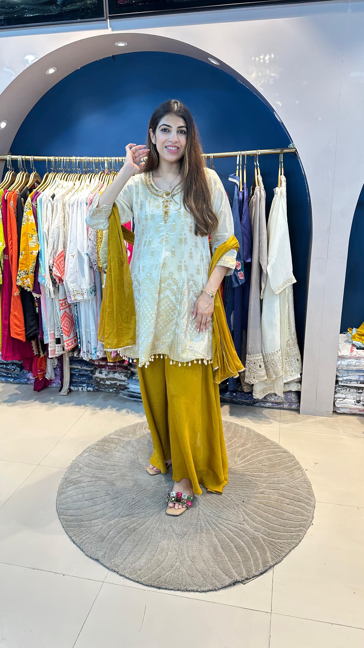 Banarsi Silk 3 pc Kali Sharara Suit