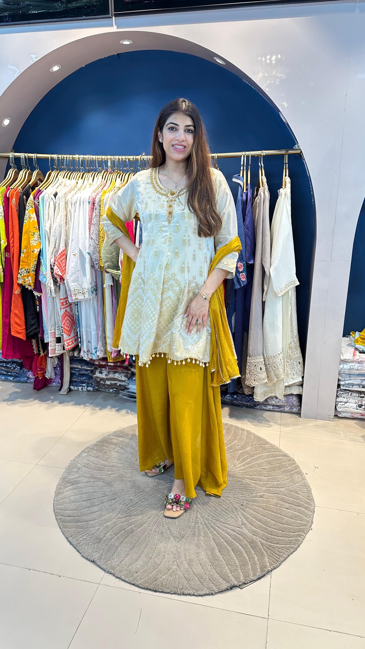 Banarsi Silk 3 pc Kali Sharara Suit