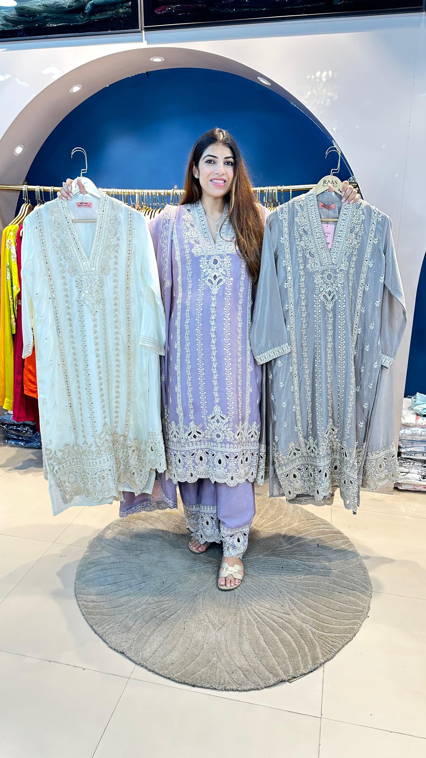 Chinon Pakistani Cutwork Suit with Dupatta