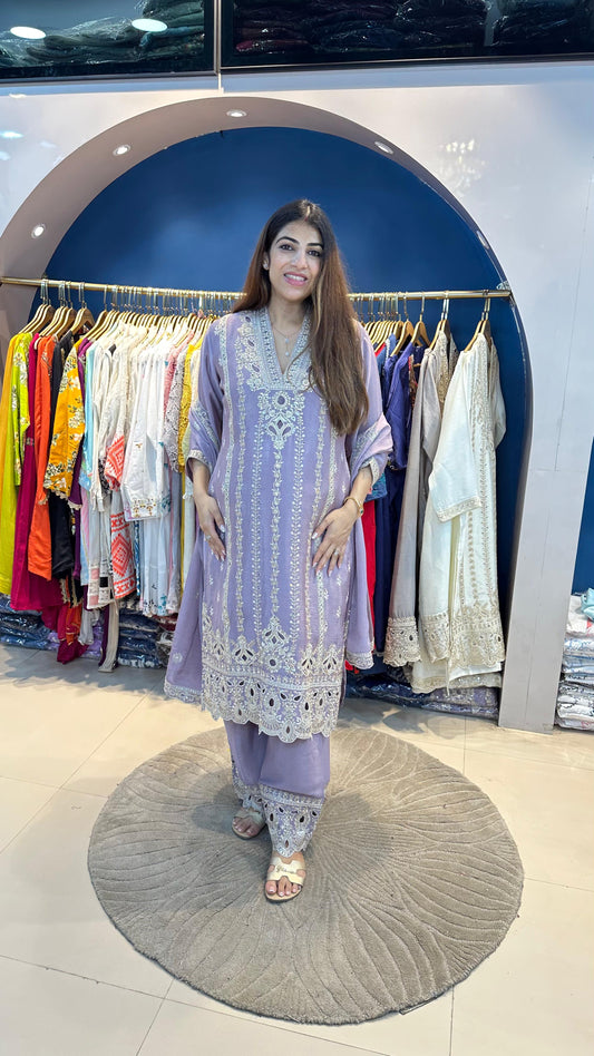 Chinon Pakistani Cutwork Suit with Dupatta