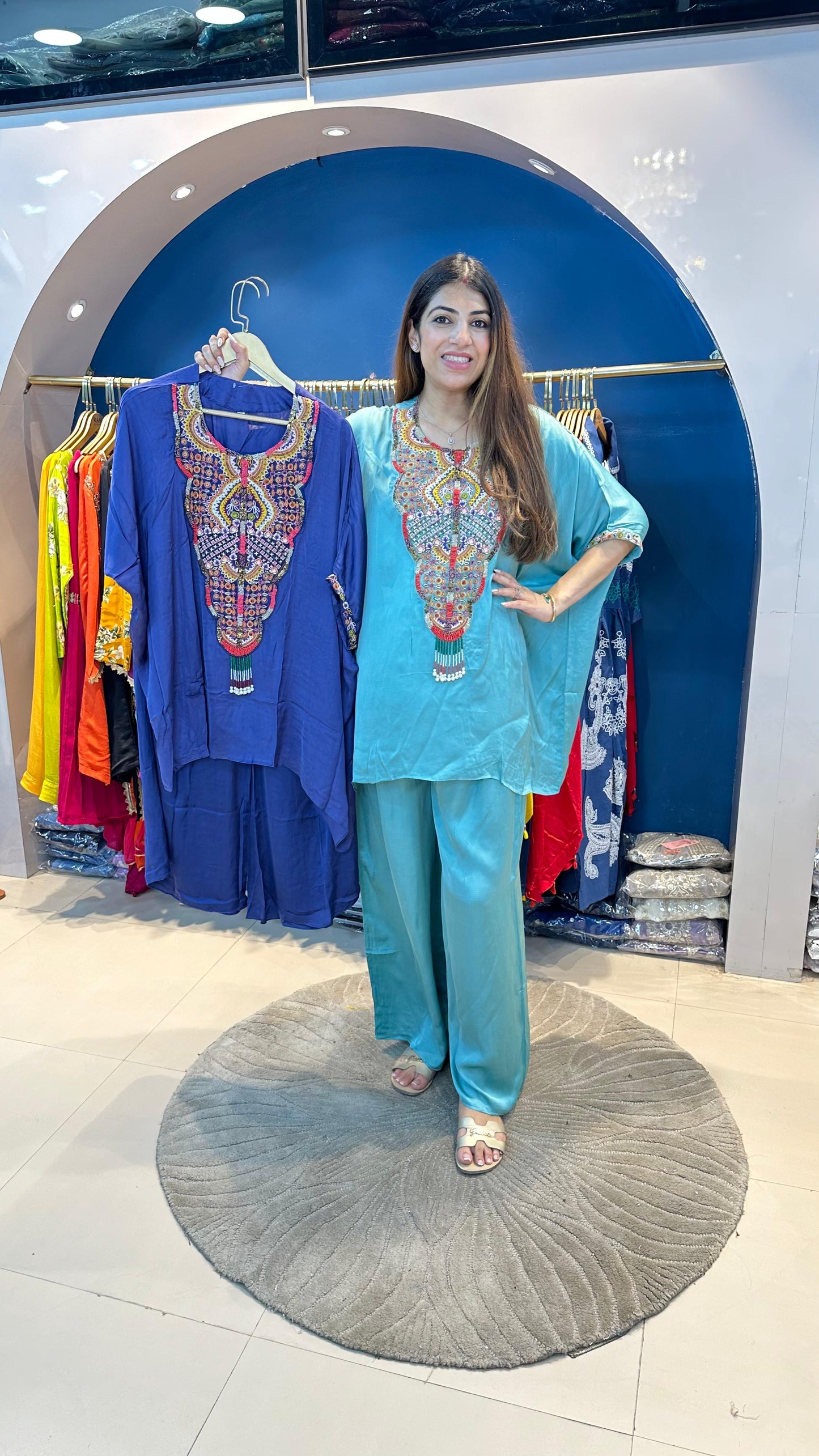 Crepe 3 pc Indo-Western Set With Handwork
