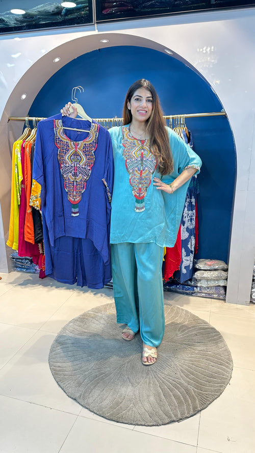 Crepe 3 pc Indo-Western Set With Handwork