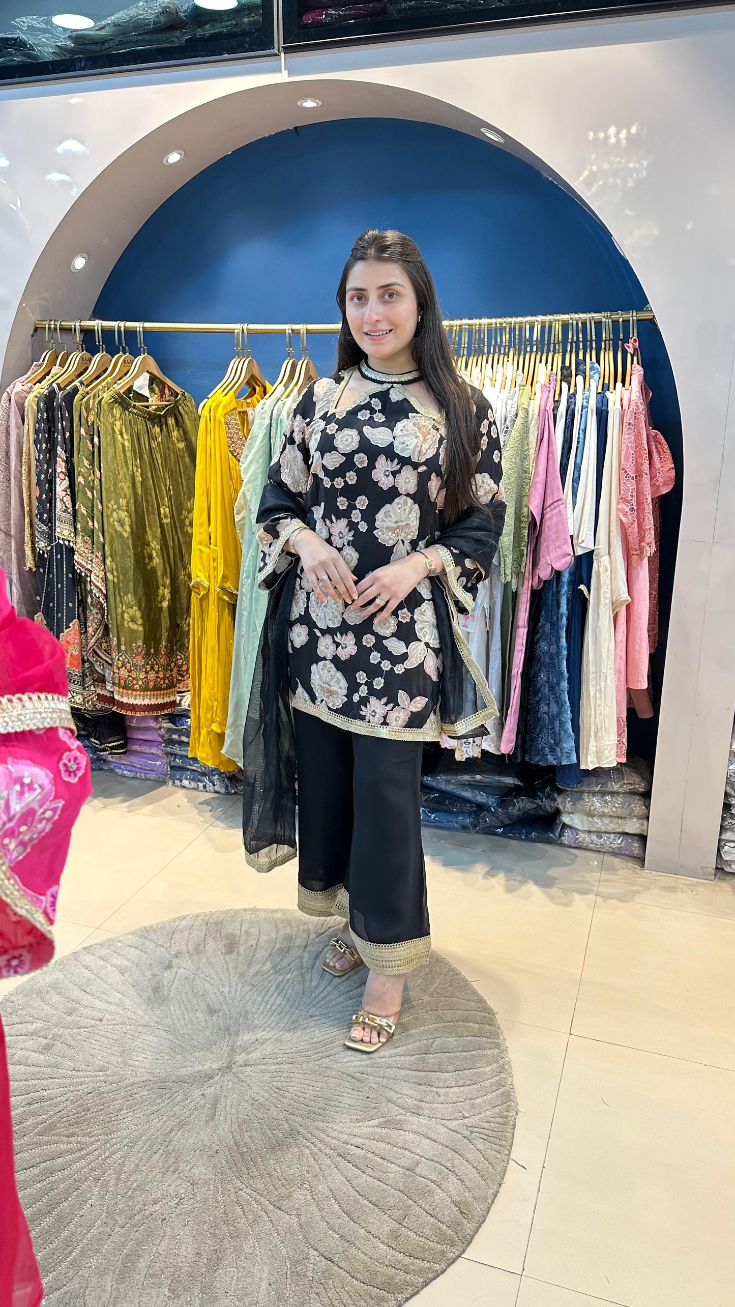 Digital Crepe Sharara Set with Organza Dupatta
