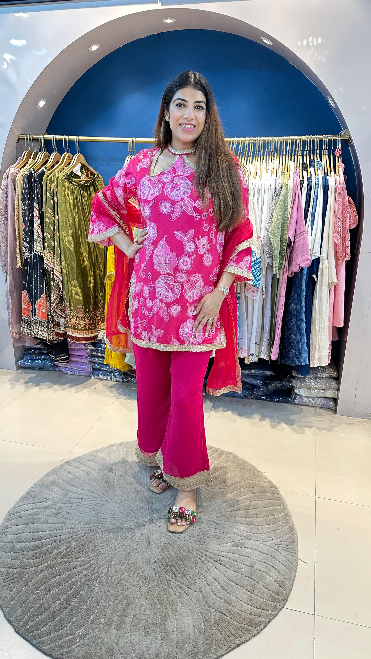 Digital Crepe Sharara Set with Organza Dupatta