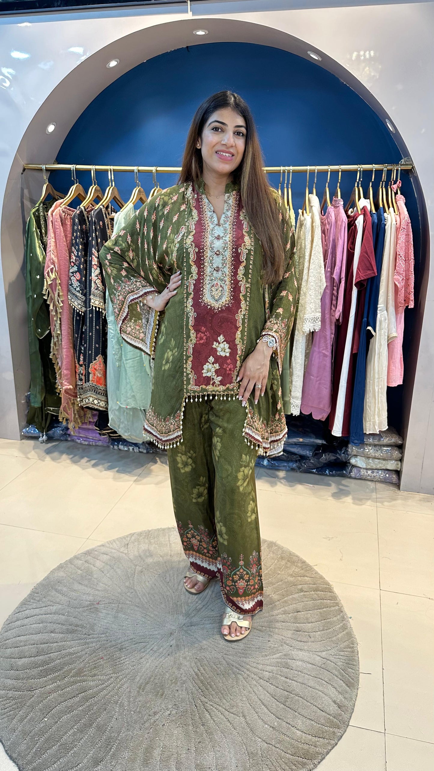 Digital Crepe Indo-Western Set