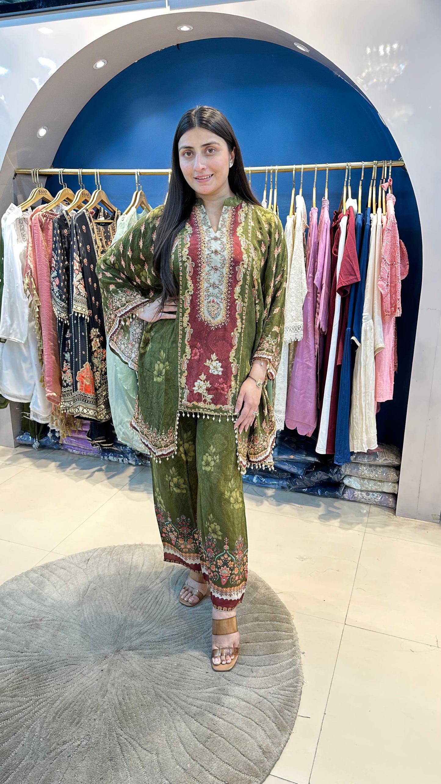Digital Crepe Indo-Western Set