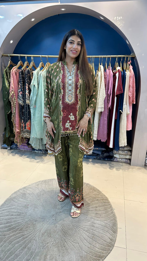 Digital Crepe Indo-Western Set
