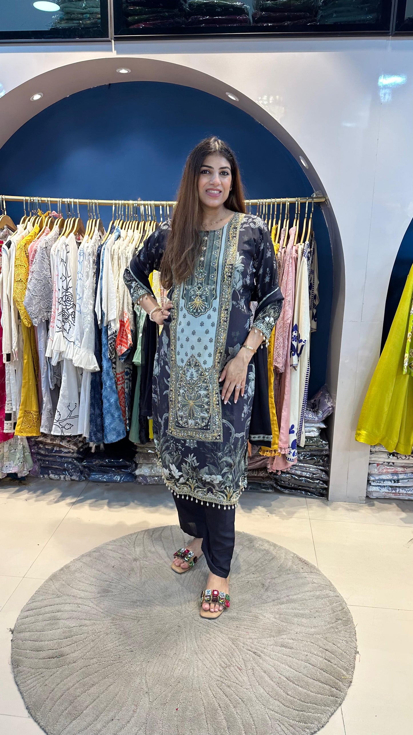 Digital crepe 3 pc suit
