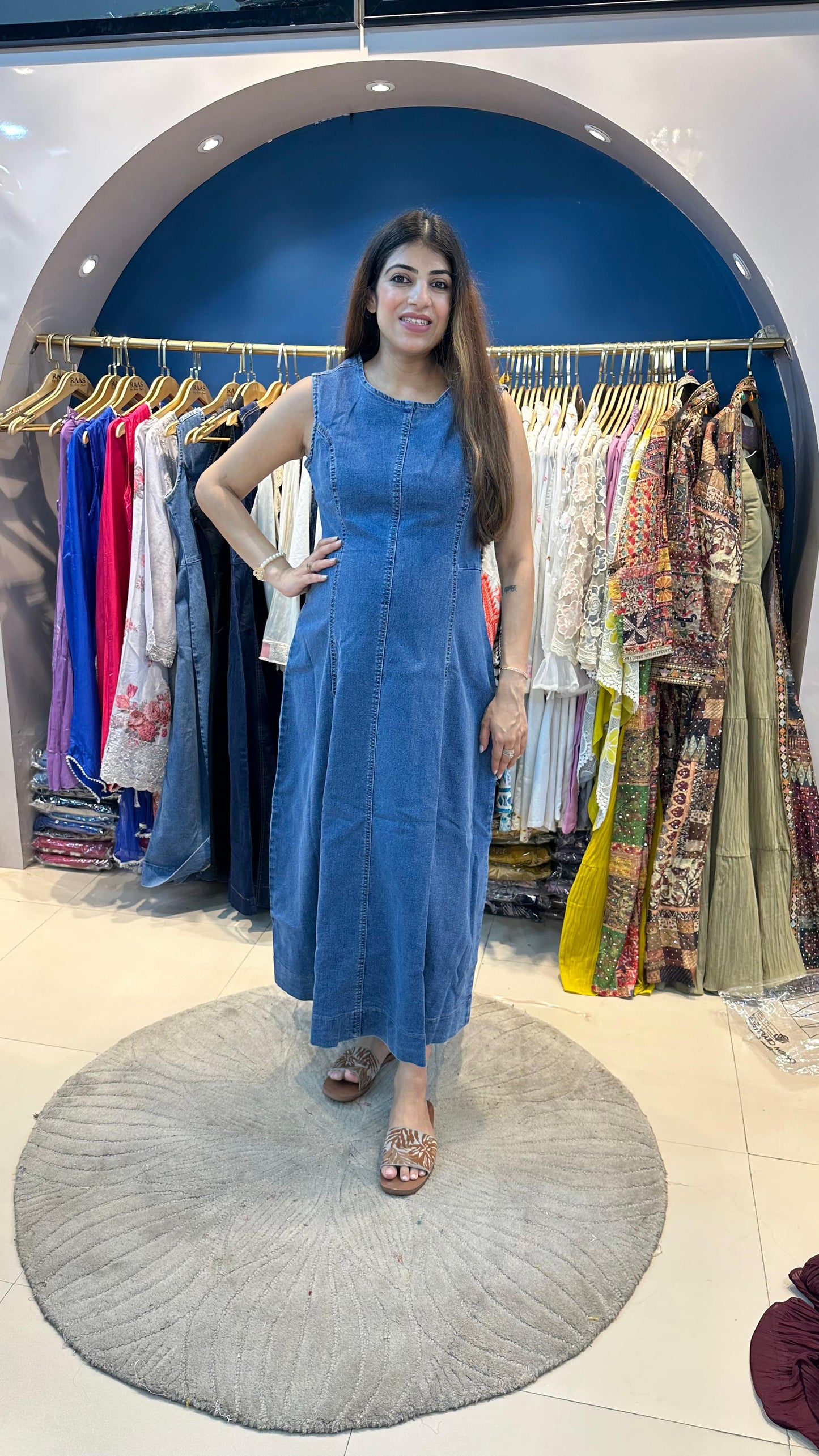 Stretchable Denim Maxi Dress
