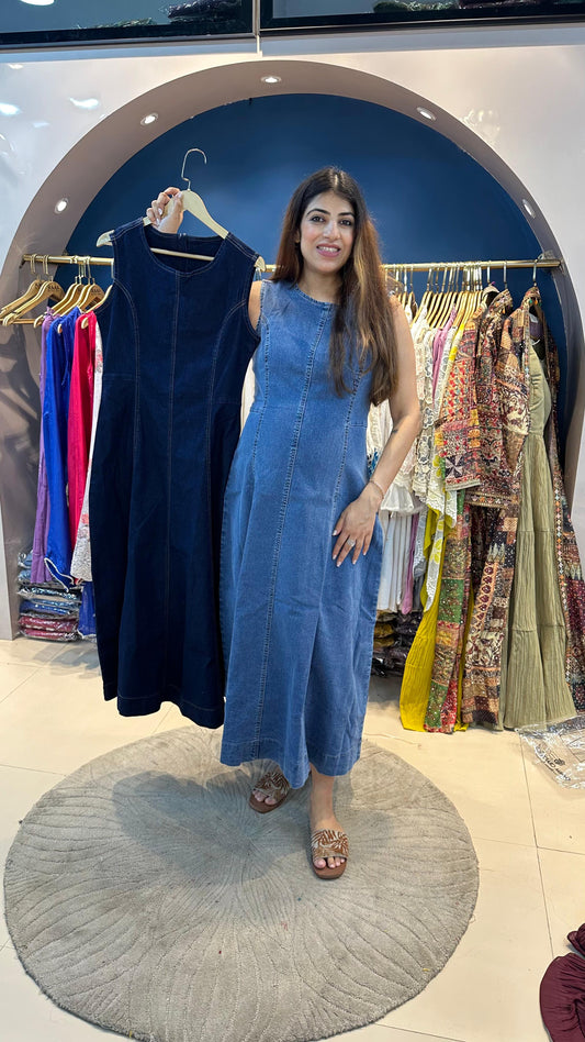 Stretchable Denim Maxi Dress
