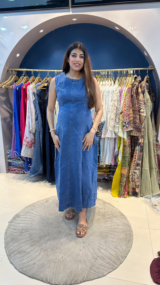 Stretchable Denim Maxi Dress