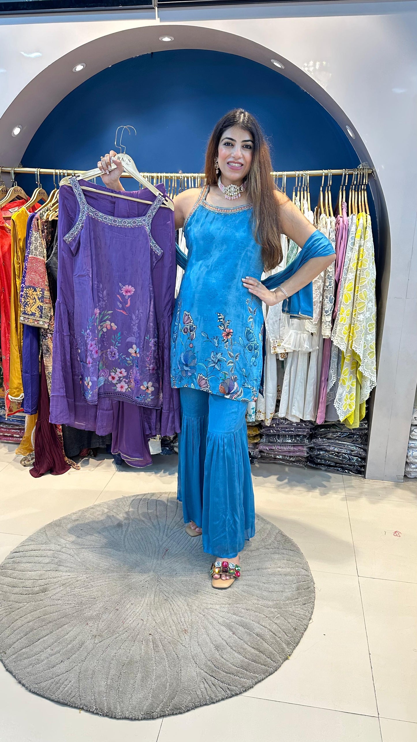 Digital Crepe Sharara Set (Sleeve Fabric Given)
