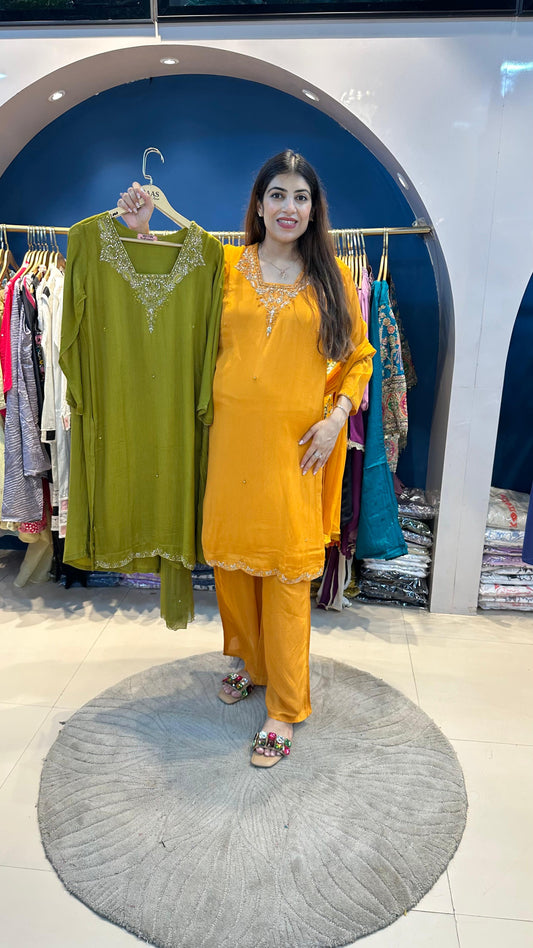 Chinon 3pc Party Wear Suit with Handwork