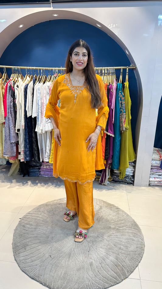 Chinon 3pc Party Wear Suit with Handwork