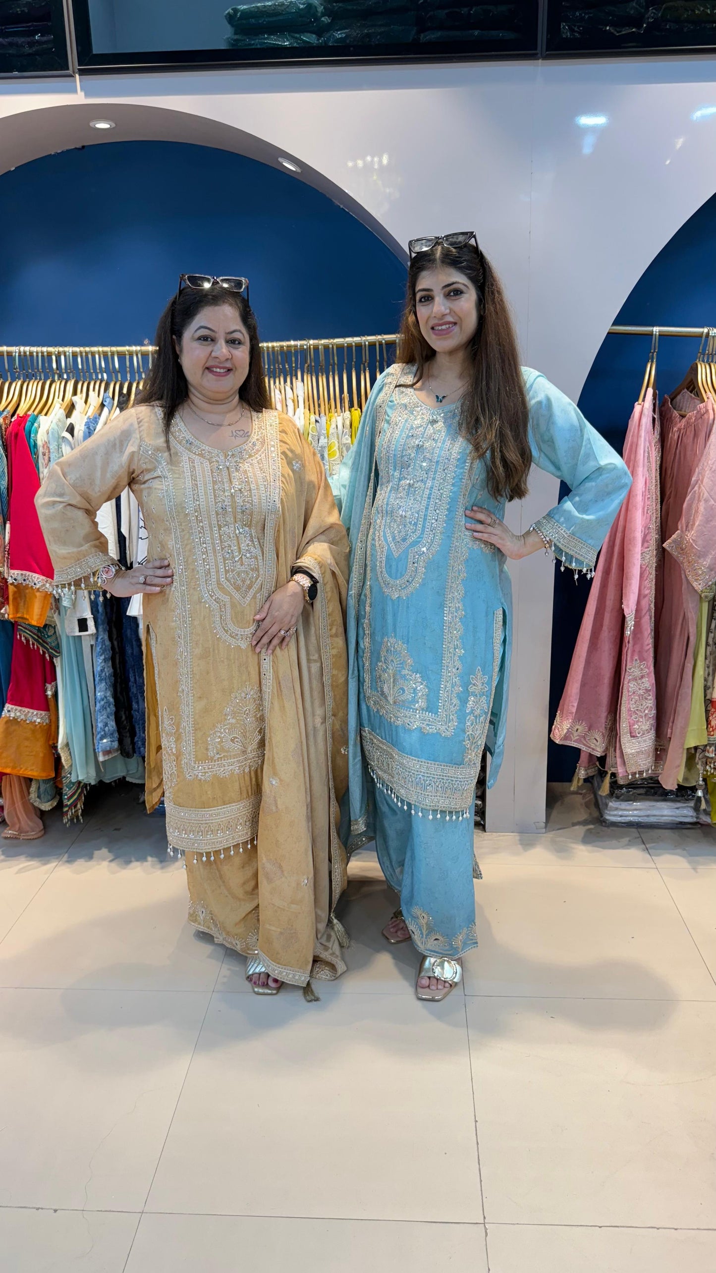 Pure Chinon 3pc Pakistani Suit with Machine Embroidery Work